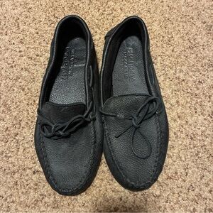 Minnetonka Black Leather Slip-On Loafers
